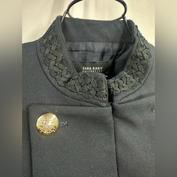 zara navy blue double breasted military jacket size L - Picture 4 of 11